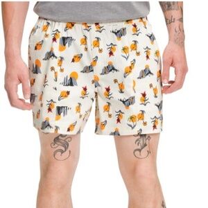 North Face Class V Shorts Mens Medium Vintage White Valley Sun Print Gorpcore